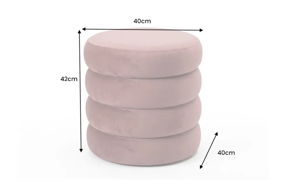 Runder Polsterhocker VOGUE 40cm rosa Samt mit Stauraum