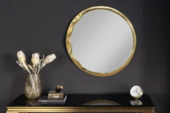 Runder Wandspiegel ABSTRACT 55cm gold Metall handmade