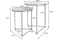 Rundes 2er Set Beistelltisch ELEMENTS 50cm silber antik Krokodil-Design handmade
