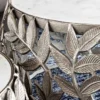 Rundes 2er Set Couchtische ABSTRACT LEAF 70cm weiß silber Marmor Metall Blatt-Design