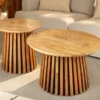 Rundes 2er Set Couchtische VALHALLA WOOD 70cm natur braun Akazie Massivholz
