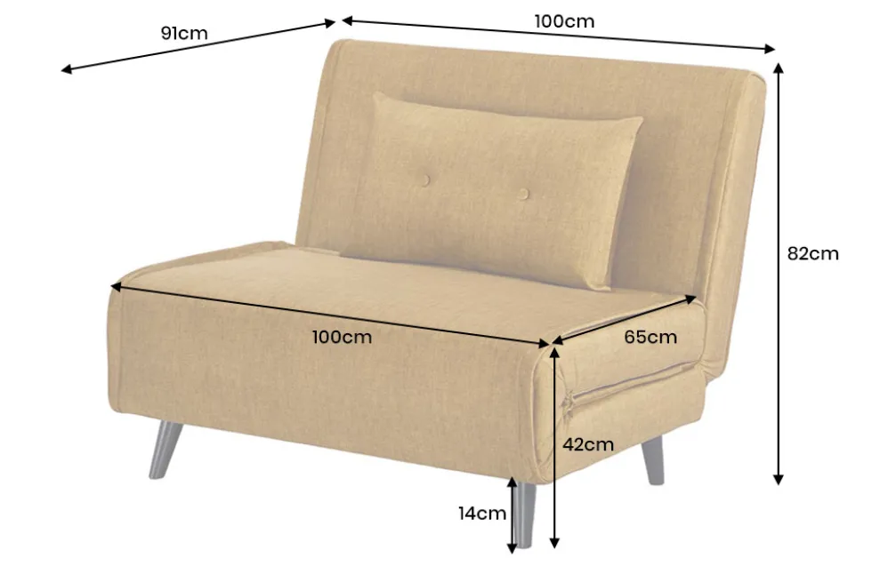 Schlafsessel SMART MULTIFUNCTION 100cm senfgelb Vogue Seiden Samtstoff