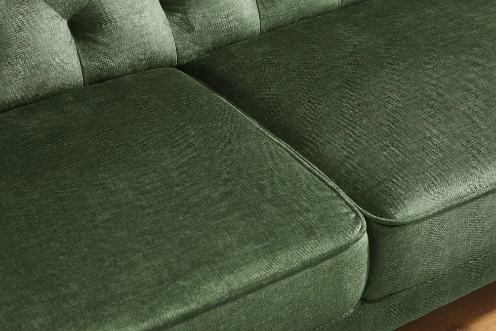 Schlafsofa MAISON BELLE AFFAIRE 220cm moosgrün Vogue Seiden Samtstoff 3-Sitzer