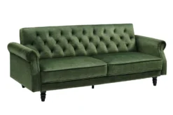 Schlafsofa MAISON BELLE AFFAIRE 220cm moosgrün Vogue Seiden Samtstoff 3-Sitzer