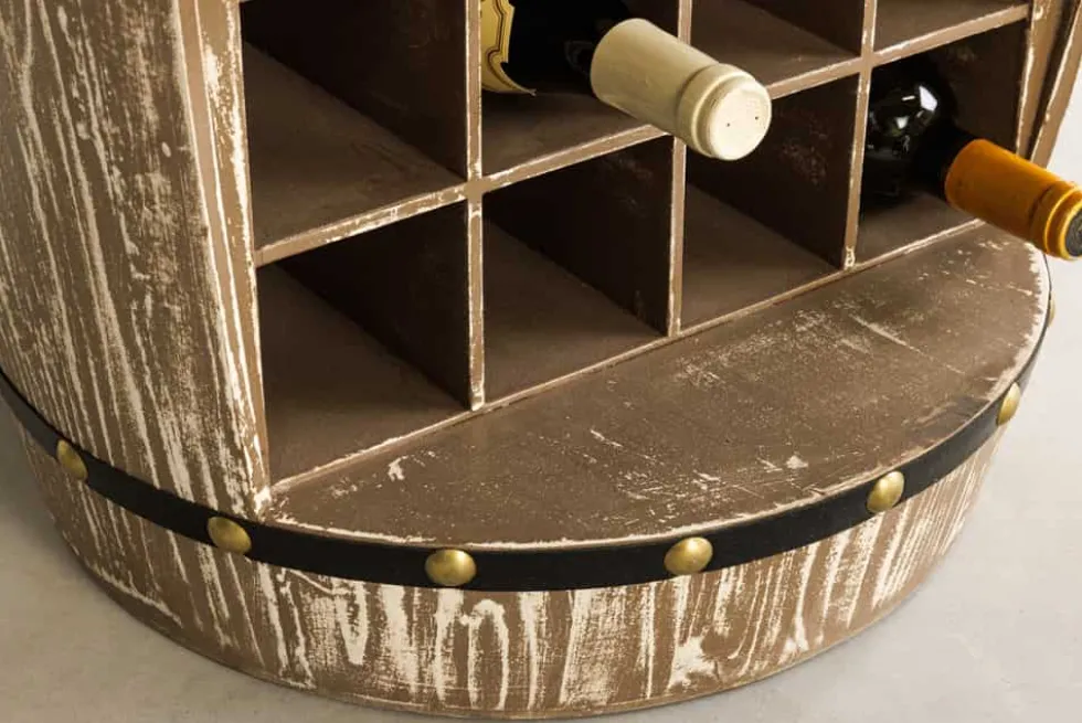 Shabby Chic Weinregal BODEGA 100cm natur Pinie Weinfass für 24 Flaschen