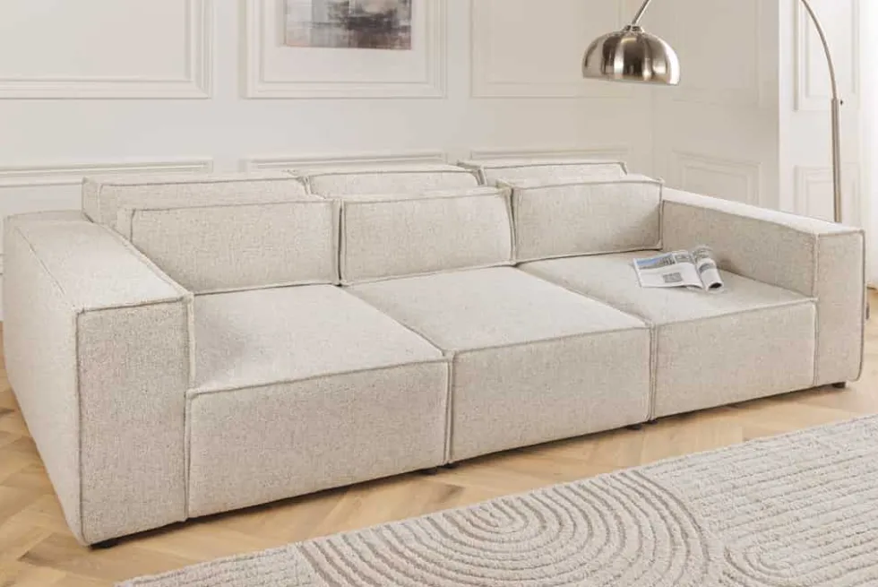 3-Sitzer Sofa BOSSA NOVA 260cm beige ocean Strukturstoff Couch inkl. Kissen