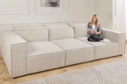 3-Sitzer Sofa BOSSA NOVA 260cm beige ocean Strukturstoff Couch inkl. Kissen