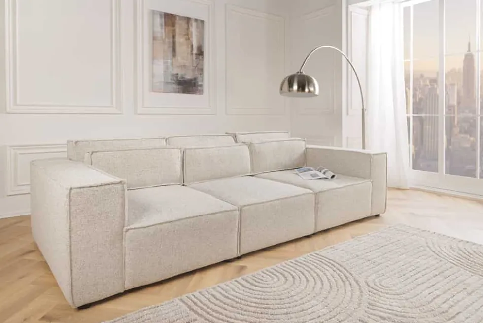 3-Sitzer Sofa BOSSA NOVA 260cm beige ocean Strukturstoff Couch inkl. Kissen