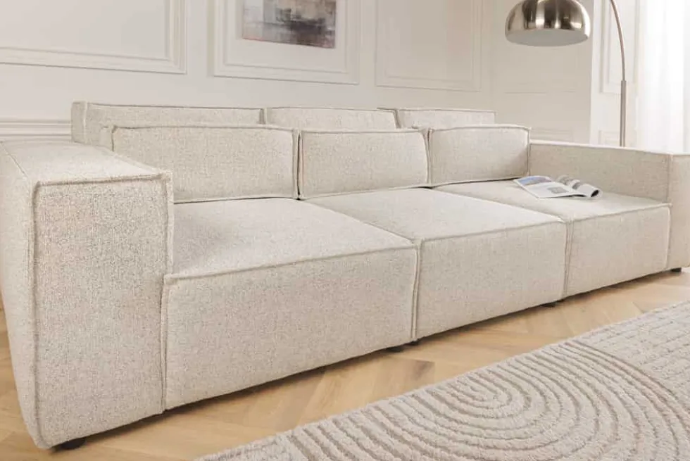 3-Sitzer Sofa BOSSA NOVA 260cm beige ocean Strukturstoff Couch inkl. Kissen