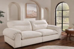 4-Sitzer Sofa SIXTH SENSE 245cm beige Bouclé-Strickstoff mit Nosagfederung und Daunenfedern