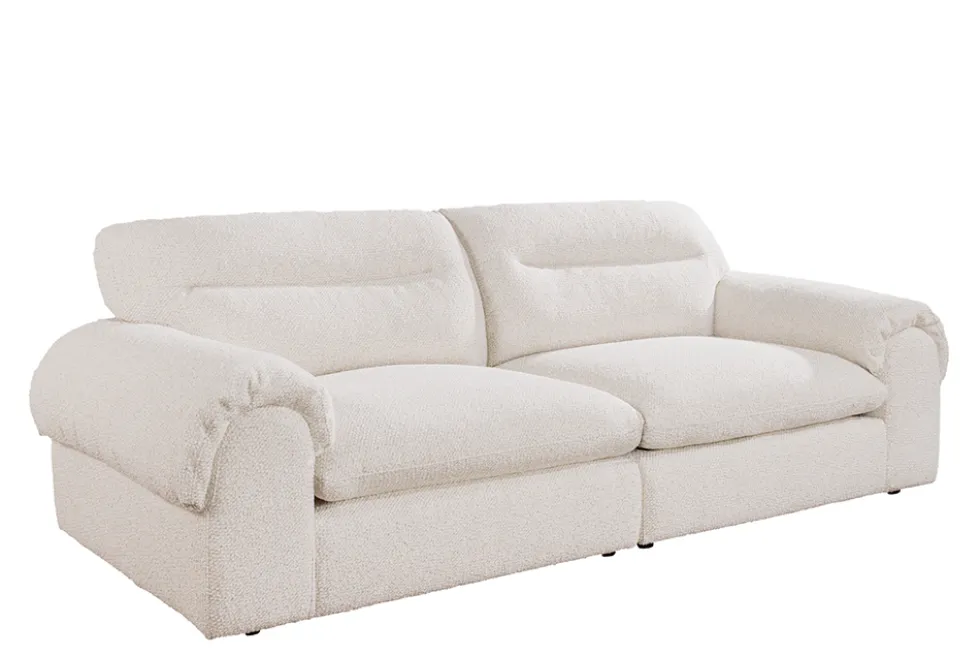 4-Sitzer Sofa SIXTH SENSE 245cm beige Bouclé-Strickstoff mit Nosagfederung und Daunenfedern