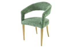Skandinavischer Stuhl BOUTIQUE grün Strukturstoff brushed champagner gold Metall
