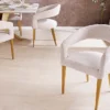 Skandinavischer Stuhl BOUTIQUE beige Strukturstoff brushed champagner gold Metall