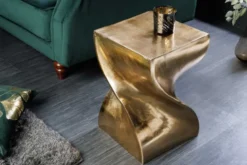 Skulpturaler Beistelltisch TWIST 45cm gold Aluminium handmade Sitzhocker Nachttisch
