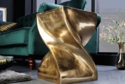 Skulpturaler Beistelltisch TWIST 45cm gold Aluminium handmade Sitzhocker Nachttisch