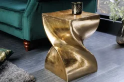 Skulpturaler Beistelltisch TWIST 45cm gold Aluminium handmade Sitzhocker Nachttisch
