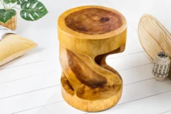 Skulpturaler Beistelltisch ARTE 35cm natur Suarholz rund handmade in Bali Sitzhocker