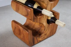 Skulpturales Weinregal ARTE 100cm natur Suarholz handmade in Bali Flaschenhalter