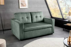 Sofa mit Schlaffunktion SMART moosgrün hochwertiger Vogue Seiden Samtstoff