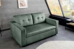 Sofa mit Schlaffunktion SMART moosgrün hochwertiger Vogue Seiden Samtstoff