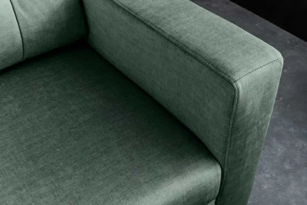 Sofa mit Schlaffunktion SMART moosgrün hochwertiger Vogue Seiden Samtstoff