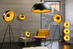 Stehlampe BIG STUDIO 170cm schwarz Blattgold-Optik Industrial Design