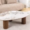 Stilvoller Couchtisch ORGANIKO 110cm weiß braun Walnuss Pandora Keramik