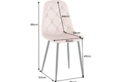 Stilvoller Stuhl GLAMM champagner beige Samt mit Rauten-Steppung schwarz Metall