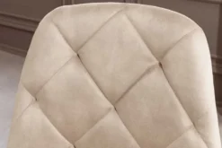 Stilvoller Stuhl GLAMM champagner beige Samt mit Rauten-Steppung schwarz Metall