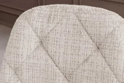 Stilvoller Stuhl GLAMM champagner beige Chenille Cremona mit Rauten-Steppung schwarz Metall