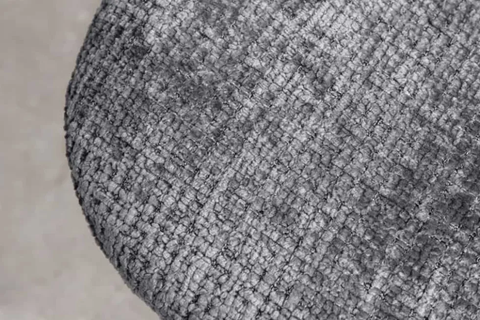 Stilvoller Stuhl GLAMM grau Chenille Cremona mit Rauten-Steppung schwarze Metallbeine