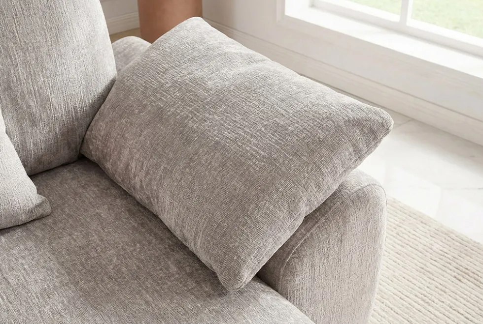 Stilvolles Big Sofa SOHO 260cm beige Chenille 4-Sitzer Couch mit Wellenunterfederung