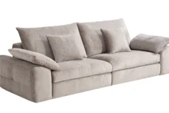 Stilvolles Big Sofa SOHO 260cm beige Chenille 4-Sitzer Couch mit Wellenunterfederung