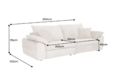 Stilvolles Big Sofa SOHO 260cm beige Chenille 4-Sitzer Couch mit Wellenunterfederung