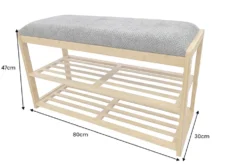 Stilvolle Schuhbank ZEN-BO 80cm natur grau Bambus Regal Sitzbank mit Stauraum