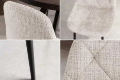 Stilvolles 2er-Set Stühle GLAMM champagner beige Chenille Cremona schwarze Metallbeine