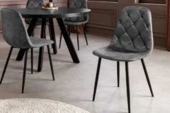 Stilvolles 2er-Set Stühle GLAMM anthrazit Samt schwarze Metallbeine