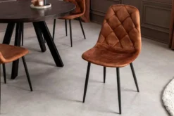 Stilvolles 2er-Set Stühle GLAMM braun Samt schwarze Metallbeine
