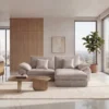 Stilvolles Sofa SOHO 225cm beige Chenille 3-Sitzer Couch mit Wellenunterfederung
