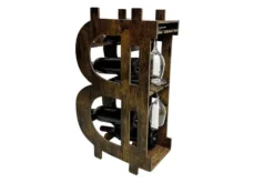Stilvolles Weinregal BITCOIN 70cm natur Holzregal für 10 Flaschen und 4 Gläser