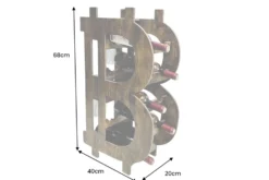 Stilvolles Weinregal BITCOIN 70cm natur Holzregal für 10 Flaschen und 4 Gläser