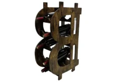 Stilvolles Weinregal BITCOIN 70cm natur Holzregal für 10 Flaschen und 4 Gläser