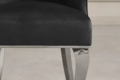Stuhl MODERN BAROCK DELUXE schwarz Samt silber Edelstahlbeine mit Löwenkopf