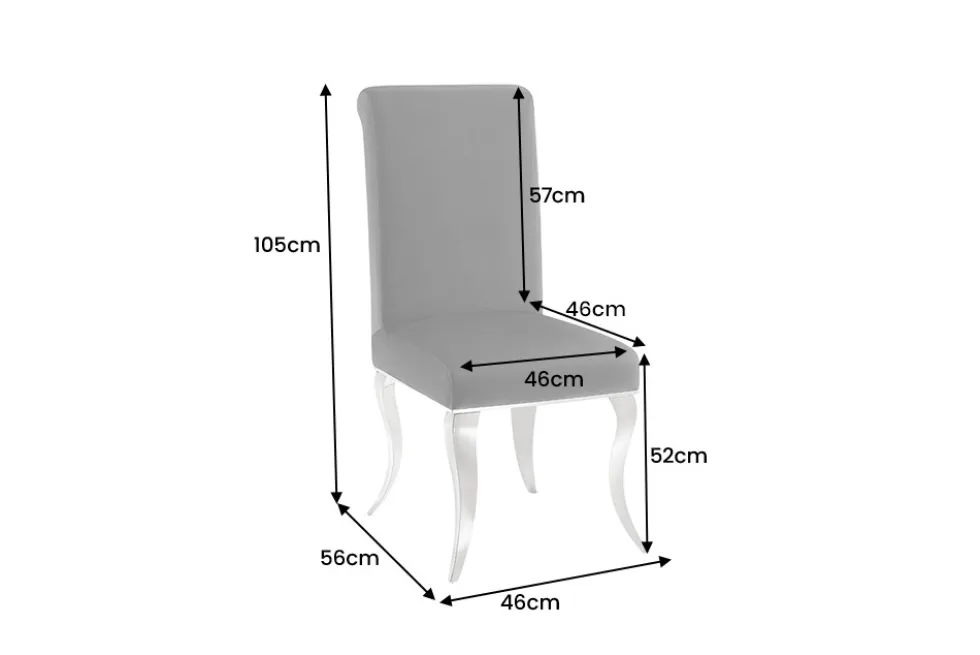 Stuhl MODERN BAROCK DELUXE schwarz Samt mit silbernen Edelstahlbeinen