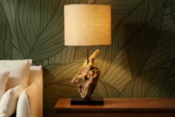 Treibholz Tischlampe HYPNOTIC 60cm natur Leinen-Schirm