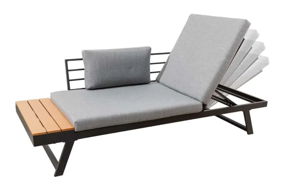 Verstellbare Gartenlounge MODULAR MIAMI 230cm grau natur anthrazit Gartensofa oder Gartenliege