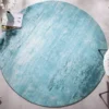 Vintage Teppich MODERN ART 150cm türkis verwaschen rund Used Look