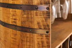 Vintage Weinregal BODEGA 90cm natur Mangoholz Barschrank Fass für 15 Flaschen