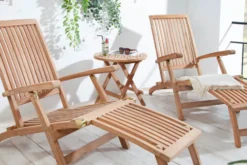 Wetterfester Beistelltisch EMPIRE TEAK 50cm Massivholz rund klappbar Outdoor Gartentisch