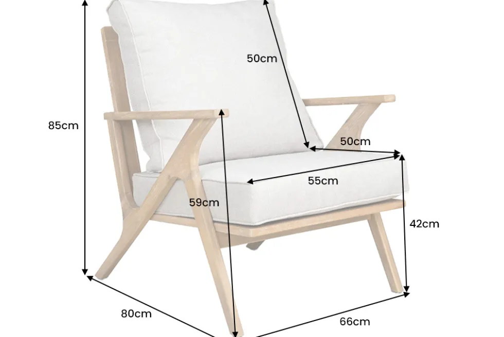 Wetterfester Gartenstuhl COMFORT LINE natur beige Akazienholz Loungesessel